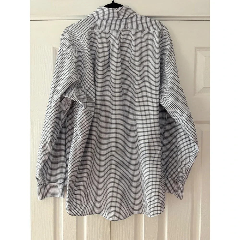 Brooks Brothers Mens XL Original Polo Shirt Long Sleeve Blue White Check Cotton‎